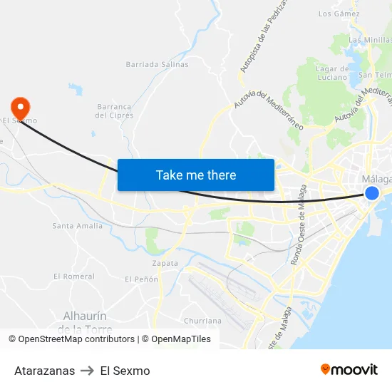 Atarazanas to El Sexmo map