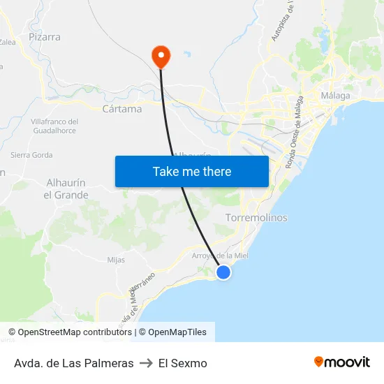 Avda. de Las Palmeras to El Sexmo map