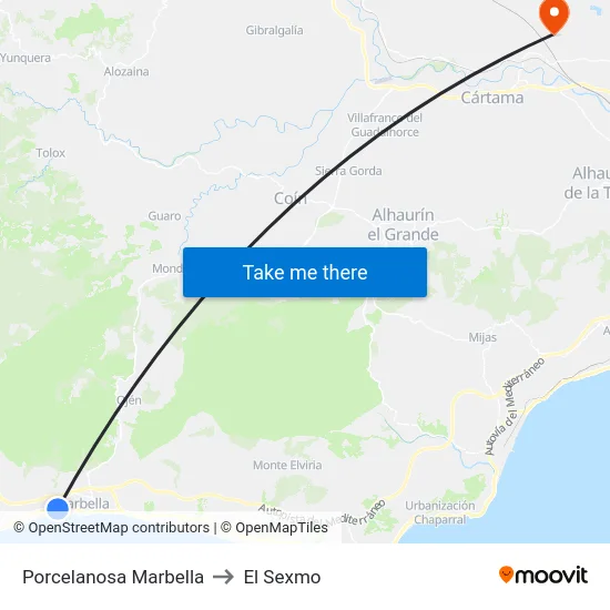 Porcelanosa Marbella to El Sexmo map