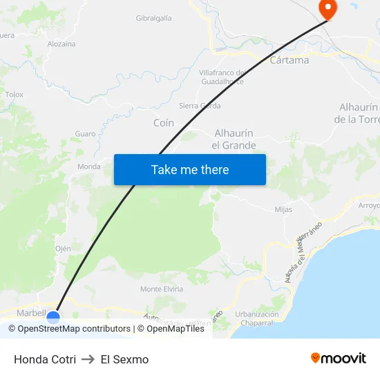 Honda Cotri to El Sexmo map