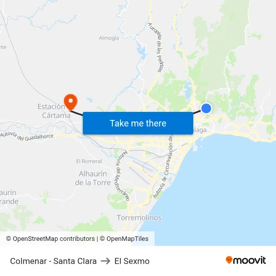 Colmenar - Santa Clara to El Sexmo map