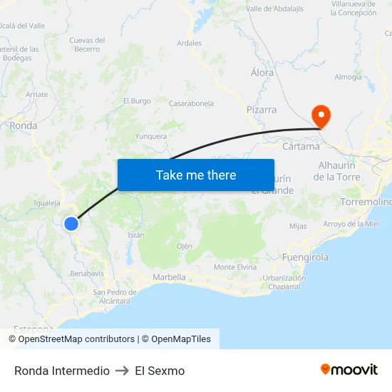 Ronda Intermedio to El Sexmo map