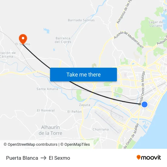Puerta Blanca to El Sexmo map