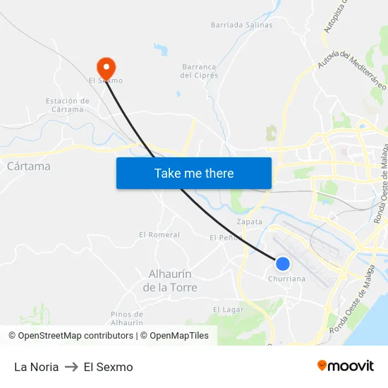 La Noria to El Sexmo map