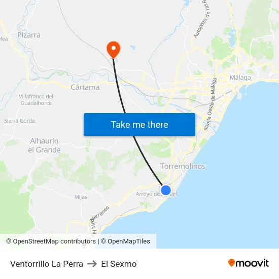 Ventorrillo La Perra to El Sexmo map