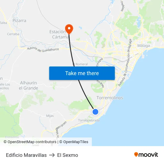 Edificio Maravillas to El Sexmo map