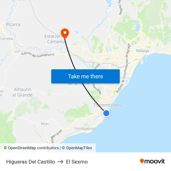 Higueras Del Castillo to El Sexmo map