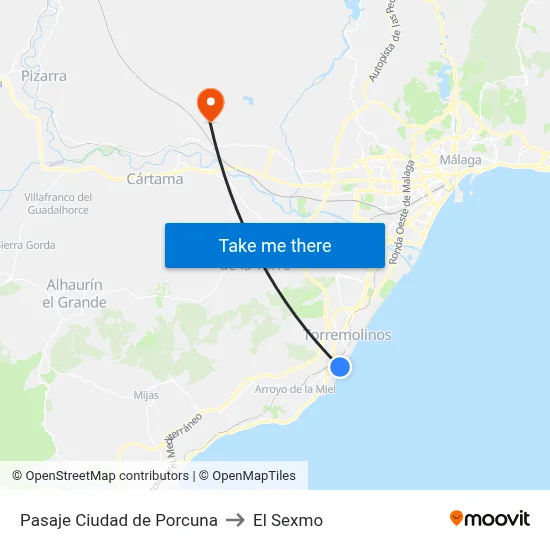 Pasaje Ciudad de Porcuna to El Sexmo map