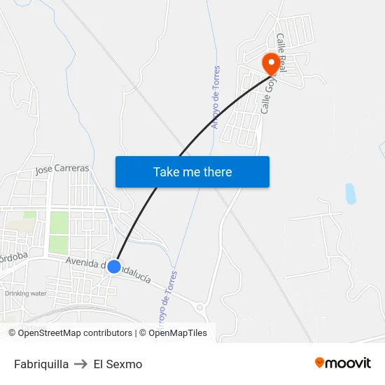 Fabriquilla to El Sexmo map