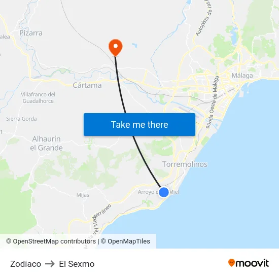 Zodiaco to El Sexmo map