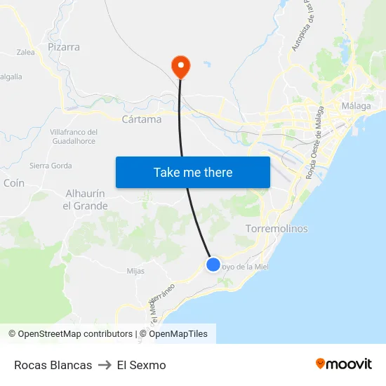 Rocas Blancas to El Sexmo map