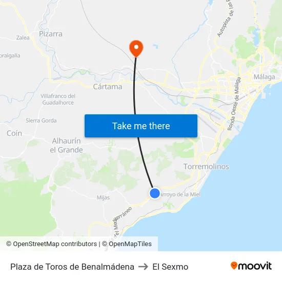 Plaza de Toros de Benalmádena to El Sexmo map