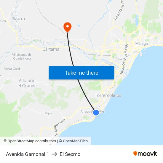 Avenida Gamonal 1 to El Sexmo map