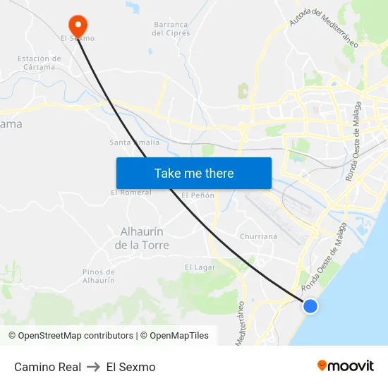 Camino Real to El Sexmo map