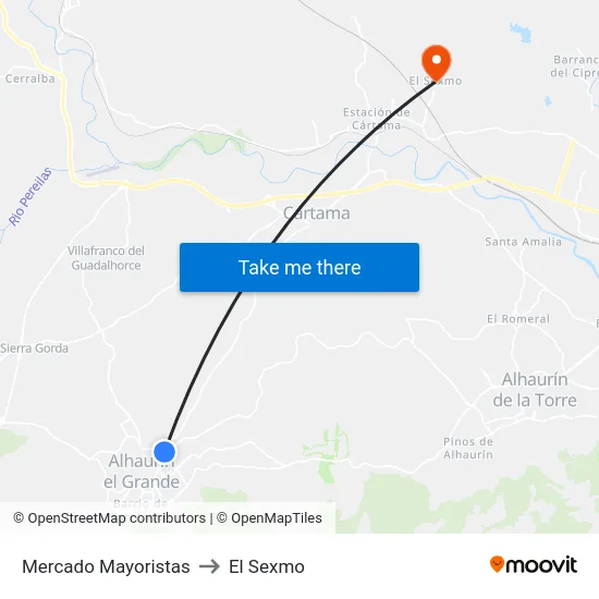 Mercado Mayoristas to El Sexmo map