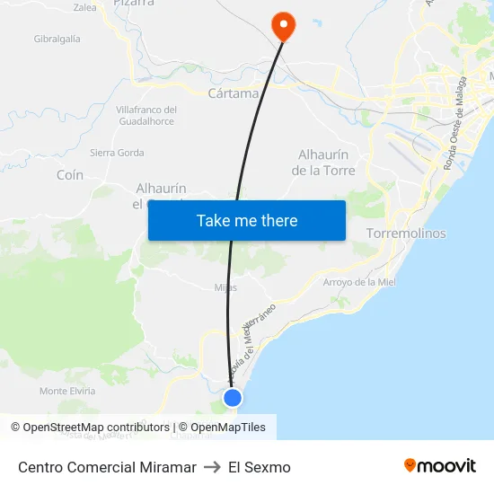 Centro Comercial Miramar to El Sexmo map