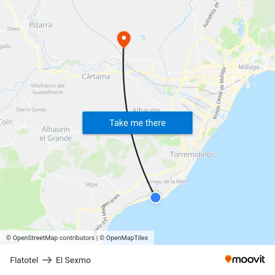 Flatotel to El Sexmo map