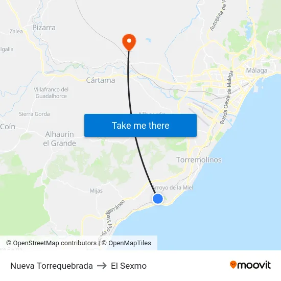 Nueva Torrequebrada to El Sexmo map
