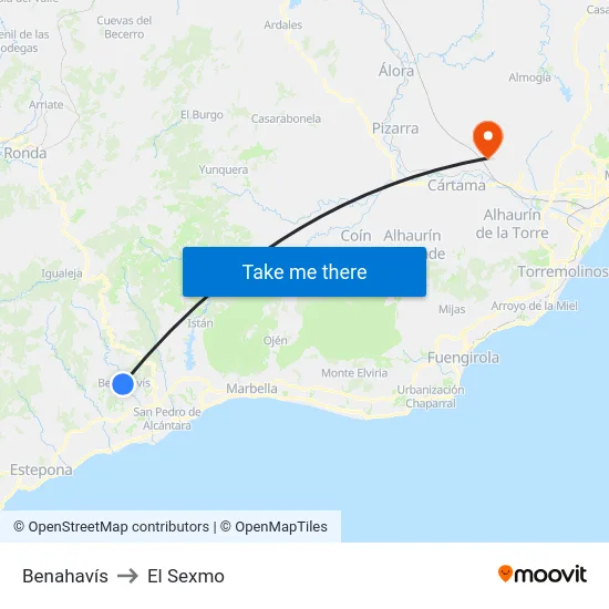 Benahavís to El Sexmo map