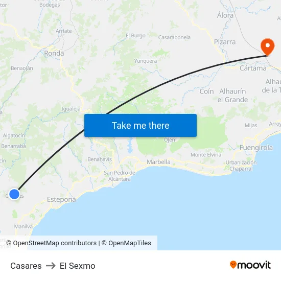 Casares to El Sexmo map