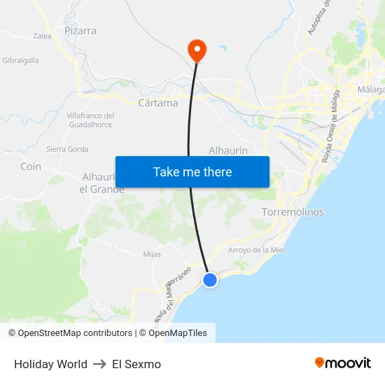 Holiday World to El Sexmo map