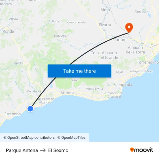 Parque Antena to El Sexmo map