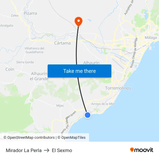 Mirador La Perla to El Sexmo map