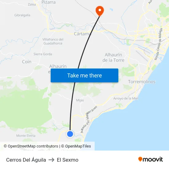 Cerros Del Águila to El Sexmo map