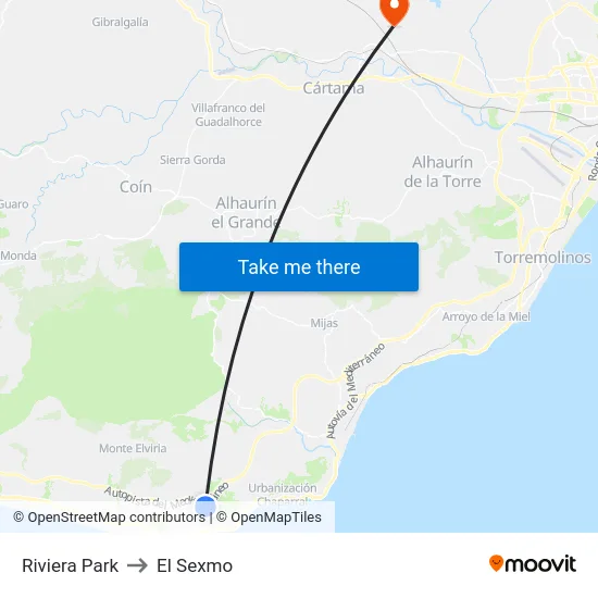 Riviera Park to El Sexmo map