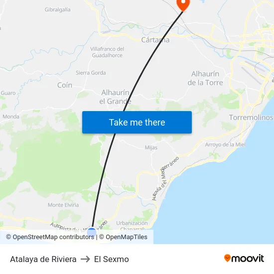 Atalaya de Riviera to El Sexmo map