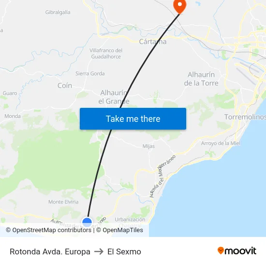 Rotonda Avda. Europa to El Sexmo map
