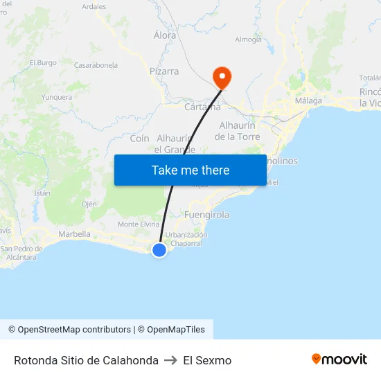 Rotonda Sitio de Calahonda to El Sexmo map