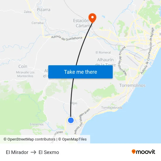El Mirador to El Sexmo map