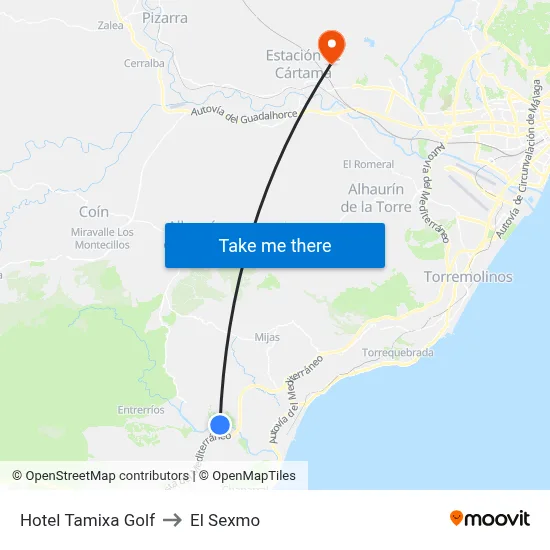 Hotel Tamixa Golf to El Sexmo map