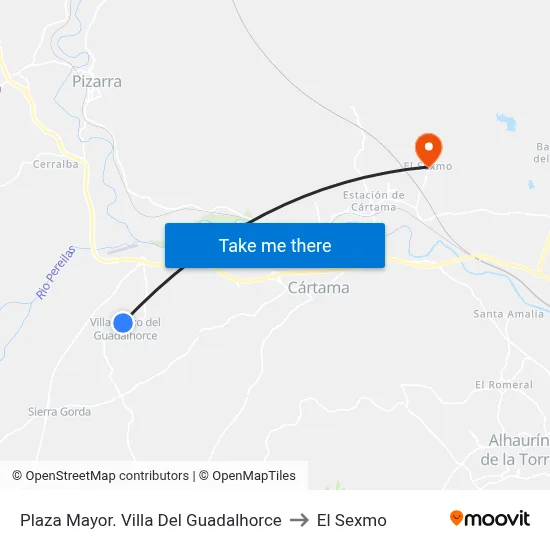 Plaza Mayor. Villa Del Guadalhorce to El Sexmo map