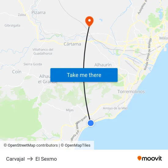 Carvajal to El Sexmo map
