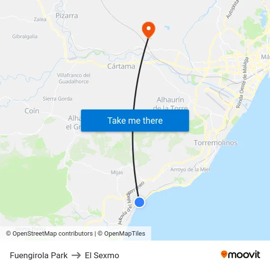 Fuengirola Park to El Sexmo map