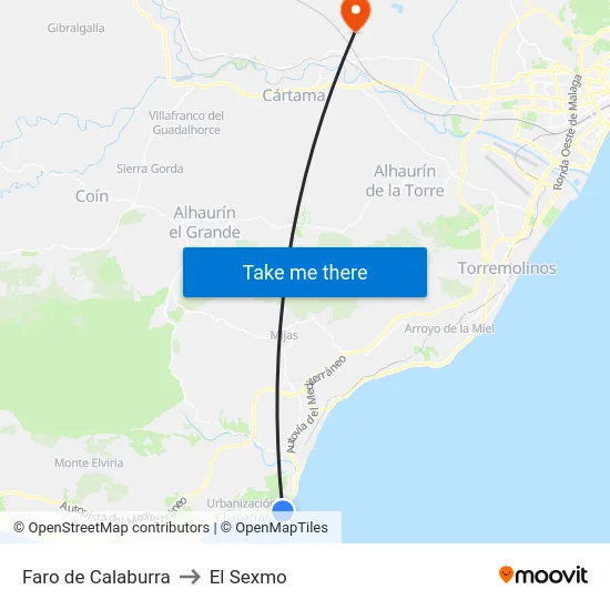 Faro de Calaburra to El Sexmo map