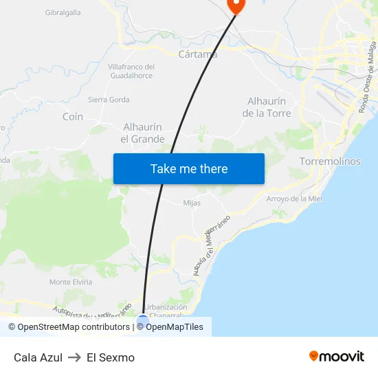 Cala Azul to El Sexmo map