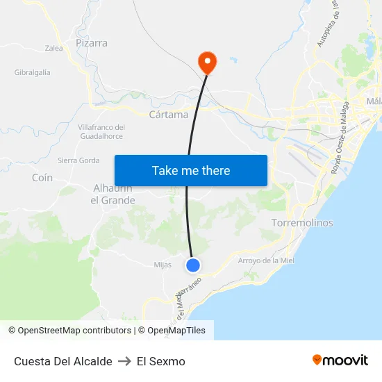 Cuesta Del Alcalde to El Sexmo map