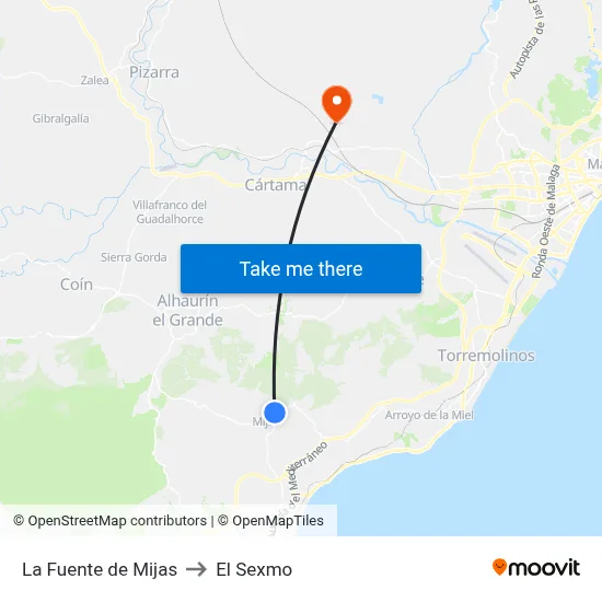 La Fuente de Mijas to El Sexmo map