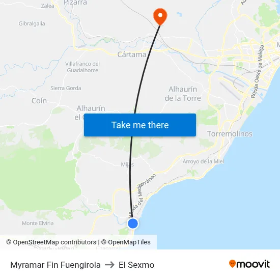 Myramar Fin Fuengirola to El Sexmo map