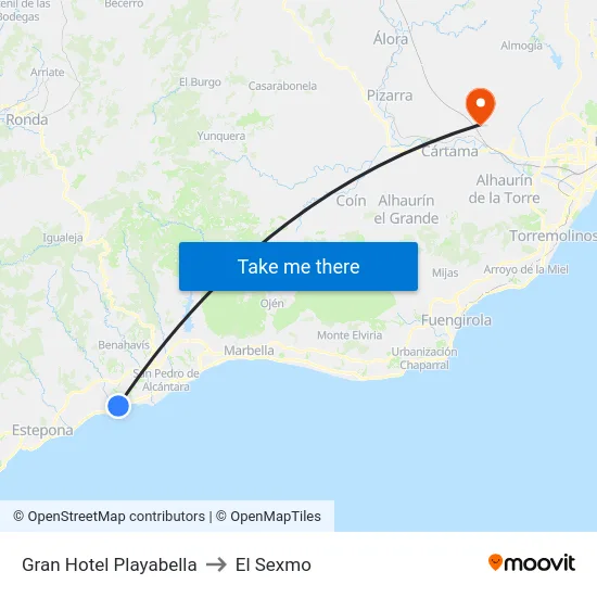 Gran Hotel Playabella to El Sexmo map