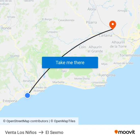 Venta Los Niños to El Sexmo map
