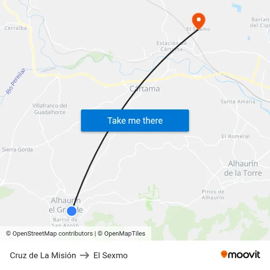 Cruz de La Misión to El Sexmo map