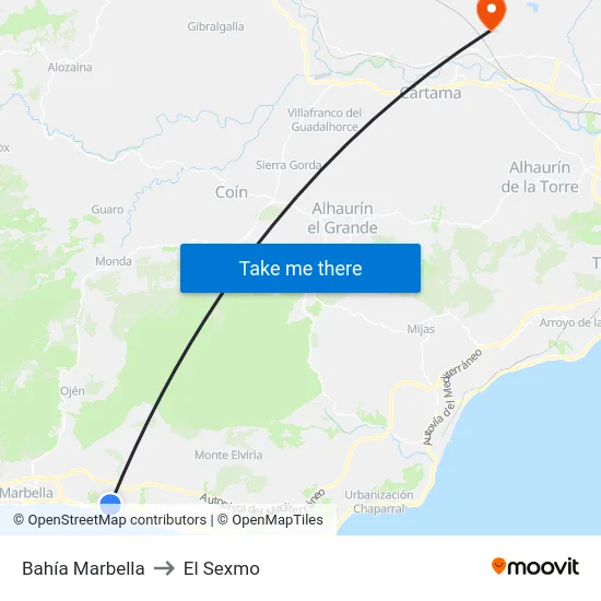 Bahía Marbella to El Sexmo map