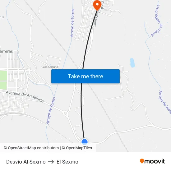 Desvío Al Sexmo to El Sexmo map