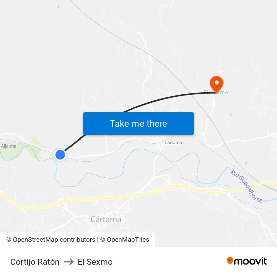Cortijo Ratón to El Sexmo map