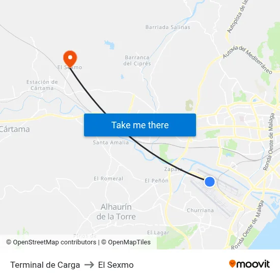Terminal de Carga to El Sexmo map