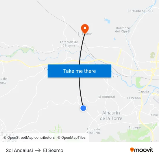 Sol Andalusí to El Sexmo map
